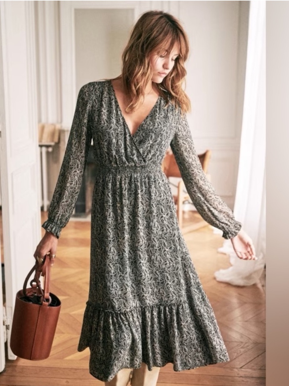Sezane Titiane Dress in Printed Black and White Floral Paisley Size 36 US 4 - Picture 10 of 10